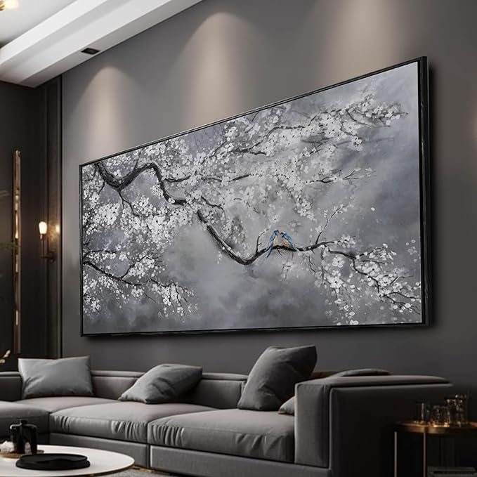 Nature Wall Decor Flowers White Pictures Art Bird Artwork Botanical Wall Art 29x58 Inch Hanging Art Wall Decorations for Office Bedroom