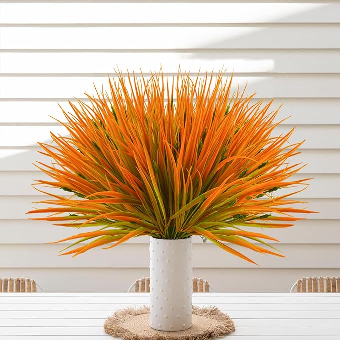 Krissing 40 Bundles Artificial Fall Flowers Outdoor UV Resistant Fake Lavender Flowers Outdoor Fall Faux Plants Greenery Shrubs for Home Garden Porch Outside Fall Decor