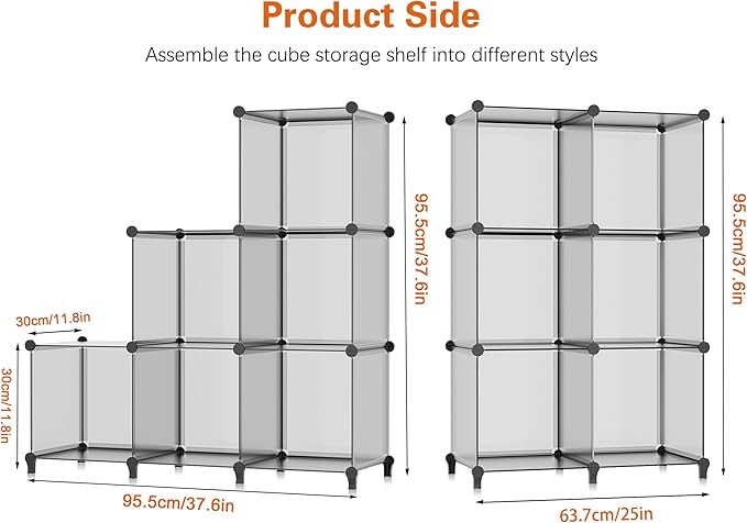 HOMIDEC 6-Cube Light Grey Cube Storage Organizer, Modular Storage Shelf with Hammer, Bin Cabinet Closet Bookshelf for Living Room, Bedroom, Office, Each Cube Size 11.8 x 11.8 inch