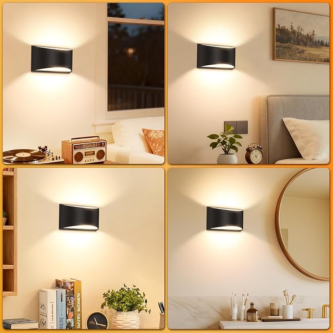 Modern LED Wall Sconces,3000K Warm White Wall Sconces Set of Two Hardwired Up and Down Wall Mount Light(with G9 Bulbs)