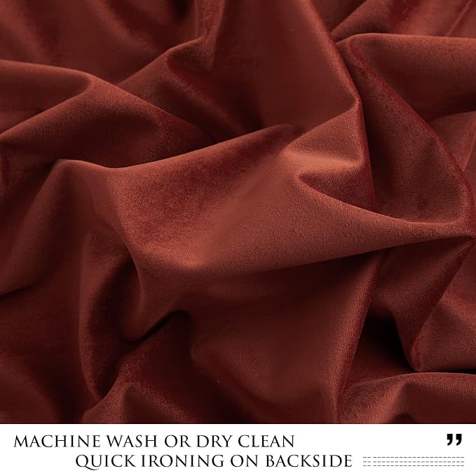 StangH Rust Red Velvet Curtains 102 inches Christmas Decor Back Tab Thermal Insulated Sliding Door Drapes, Heavy Duty Curtain Panels for Warm Home Decor, W52 x L102, 2 Panels
