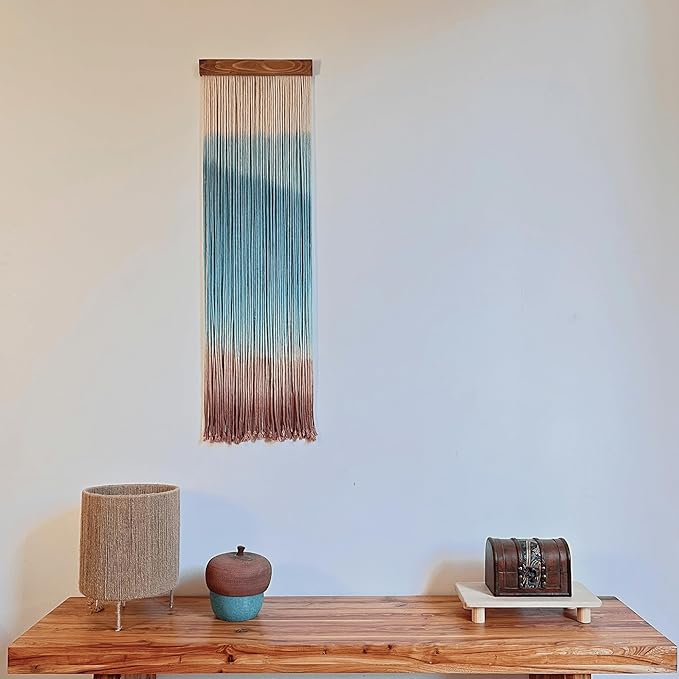 Knots & Beyond Colorful Macrame Wall Hanging, Dip Dye Fiber Art, Boho Wall Decor, Wall Decoration for Office, Entryway Wall Art, 11.8" x 37.4"