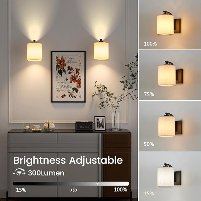 Battery Operated Wall Sconce Set of 2, Black Cordless Rechargeable Wall Sconces with Dimmable LED Bulb, 13 Colors Wall Lights for Bedroom Living Room Hallway