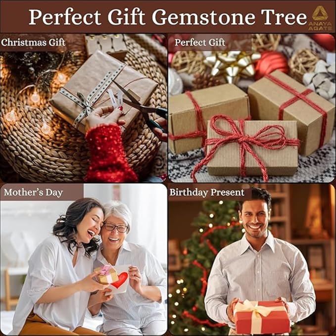 7 Chakra Healing Crystal Tree, Gift for Women and Mom, Handmade Crystal Tree of Life for Good Luck Gifts, Positive Energy, Money Bonsai, Reiki, Home and Office, Living Room Desk Decor