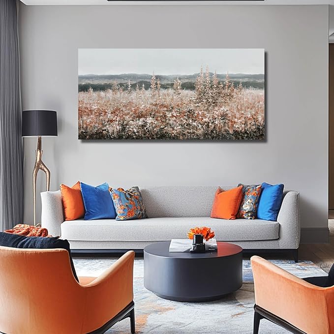 GAIDUOMAI Farmhouse Canvas Wall Prints for Home Flower field Artwork Vintage Botanical Wall Art for Living Room Bedroom Office Decorations 24"x48"