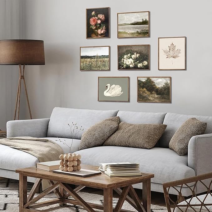 RETRART Vintage Wall Art, Wildflower Field Landscape Oil Painting - The Vast Grassland Wall Art Room Eclectic Decor - 8" x 10" Unframed Canvas Prints for Bedroom Living Room Bathroom Wall Decor