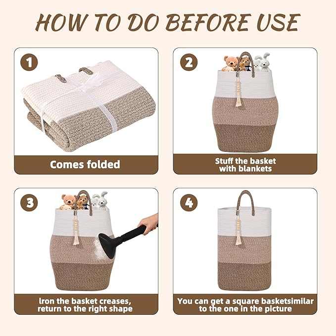 Woven Laundry Basket for Clothes,65 L Large Rectangle Laundry Hampers with Beads Tassel, Nursery Storage Basket for Toys, Tall Dirty Clothes Hamper for Bedroom Aesthetic, Laundry Room Organization