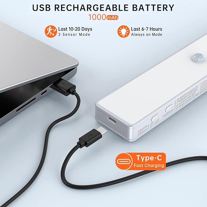 LED Closet Light, 6 Pcs 30LEDs Dimmer Rechargeable Motion Sensor Under Cabinet Lighting with Remote Control, Wireless Stick-Anywhere Night Safe Light Bar for Wardrobe,Kitchen