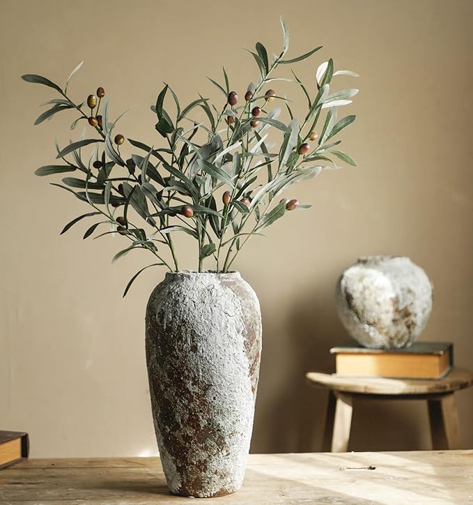 Rustic Ceramic Flower Large Vase, Vintage Floor Tall Vase Farmhouse Decor for Living Room Entryway Table Centerpieces, Kitchen, Wedding, Gifts