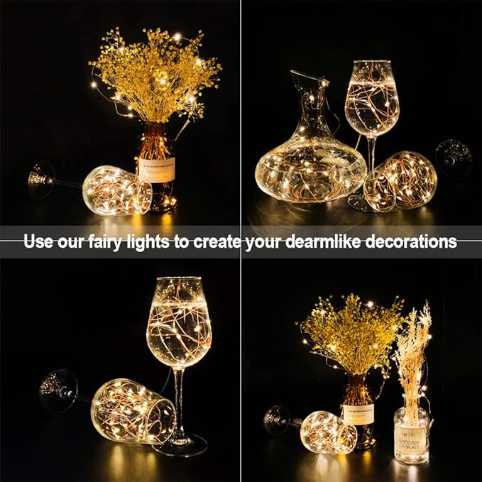 MUMUXI 48 Pack 7.2ft Fairy Lights Battery Operated, 20 Micro LED Mini Waterproof String Lights Copper Wire Firefly Starry LEDs for DIY Wedding Party Mason Jars Crafts Christmas Decoration Warm White