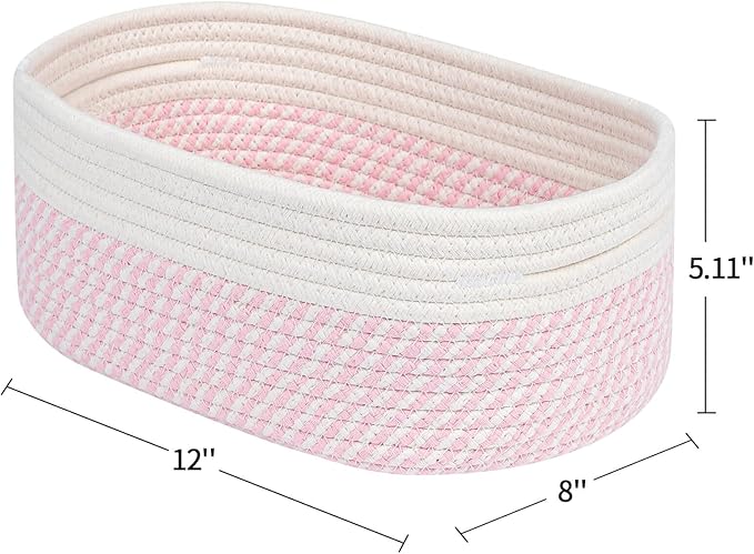 CubesLand Cotton Rope Baskets for Shelves Storage,Cube Shelf Closet Storage Bins Set 2,Long-lasting &Skin-friendly Toy Basket Bin,Stylish Room Decor Basket,Woven Off White/Mixed Pink