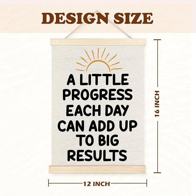 Supwhd Sunset Positive Affirmations Wall Decor, Inspirational Add Up to Big Results Office Wall Art, Motivational Quotes Wall Art for Office Classroom Home, 12x16