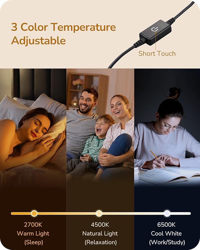 EDISHINE Upgraded LED Table Lamp Set of 2, 16.9" Dimmable Modern Bedside Lamps with Metal Finish & 3 CCT, Minimalist Desk Lamps, White Nightstand Lamp for Bedroom, Living Room, Corner