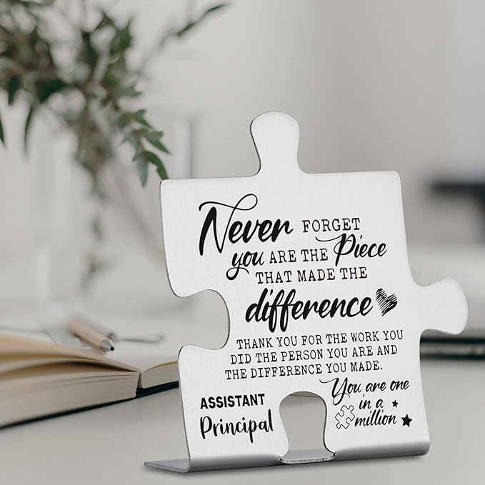 Assistant Principal Appreciation Gifts, Thank You Gifts for Assistant Principal Week Birthday Christmas Retirement Team Office Ornament Decor Puzzle Piece Decorative Signs Plaques YCC7