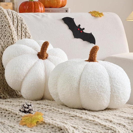 Pumpkin Pillow, 2 Pcs Thanksgiving Pumpkin Throw Pillow 11.8 x 6 Inch Fall Pillow Thanksgiving Cushion Pumpkin Shaped Throw for Halloween Pillow Bedroom Sofa Couch Fall Decor