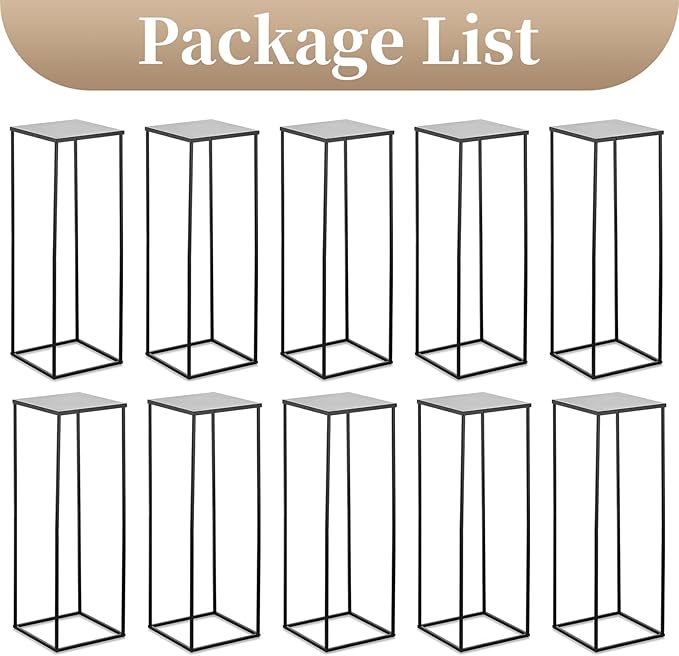 Sziqiqi Floor Vase Tables Centerpieces for Reception - 10 Pcs Metal Column Geometric Flower Stand with Plates 31.5in Black Tall Flower Display Rack Decorations for T-Stage Wedding Party Event Hotel