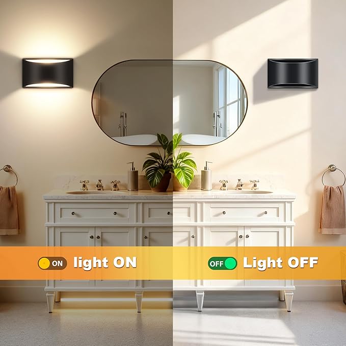 Modern LED Wall Sconces,3000K Warm White Wall Sconces Set of Two Hardwired Up and Down Wall Mount Light(with G9 Bulbs)