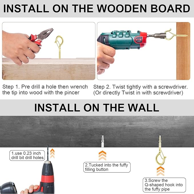 12 PCS Q-Hanger Hooks, Screw Hooks for Outdoor String Lights, Safety Buckle Design Cup Eye Hook for Hanging Christmas Lights, Plants, Wind Chimes, Mounted on Wall Ceiling, Windproof, Gold