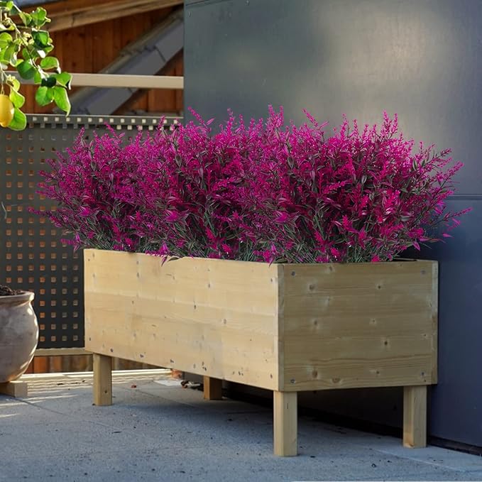 RECUTMS Artificial Faux Plants Flowers Outdoor Spring Decoration,Artificial Plants Outdoor Artificial Flowers for Outdoors UV Resistant for Outside Home Planter Porch Patio Window Yard Decor(Fuchsia)