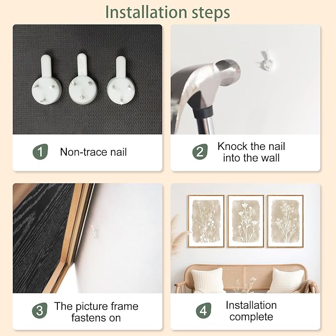 CHDITB Minimalist Floral Framed Canvas Wall Art Set, Nature Inspired Botanical Wall Decor, Flower Silhouette Art Spiritual Wall Painting, Vintage Plant Wildflower Art Prints for Bedroom Office