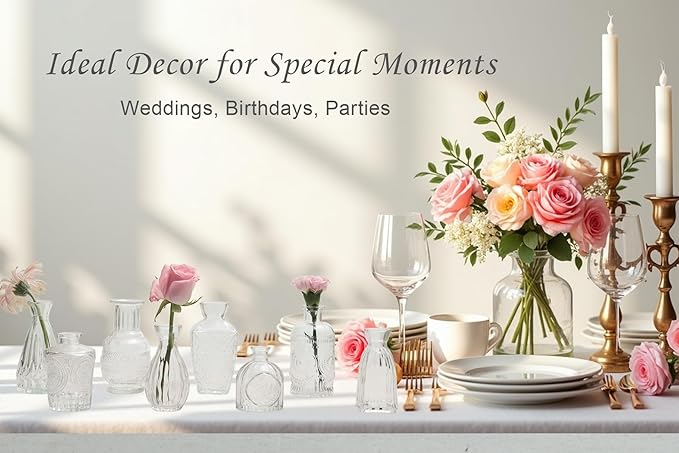 Bud Vases Set of 40 Pcs,Small Flower Vases for Centerpieces,Glass Bud Vase in Bulk,Vintage Bud Vase for Wedding Table Centerpieces Decoration, Home Table Party Decor, Christmas,Anniversary,Clear