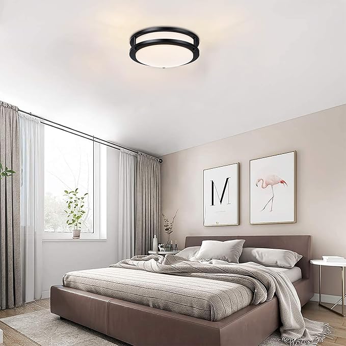 2 Pack Black Ceiling Light, 10 Inch Flush Mount LED Ceiling Light Fixture - Matt Black Bathroom Bedroom Lamp 2700K/3000K/3500K/4000K/5000K Adjustable Hallway Ceiling Lamp, 17W