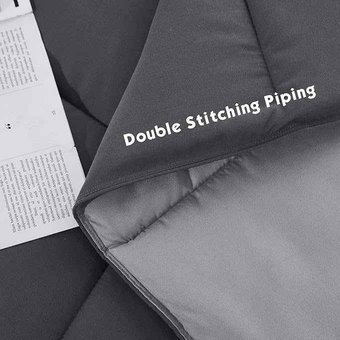 HIG 3pc Gray Oversized King Plus Comforter Set Duvet Insert, Reversible, All Season, Box Stitched, with Corner Tabs, Soft, Fluffy(128'' x 120'')