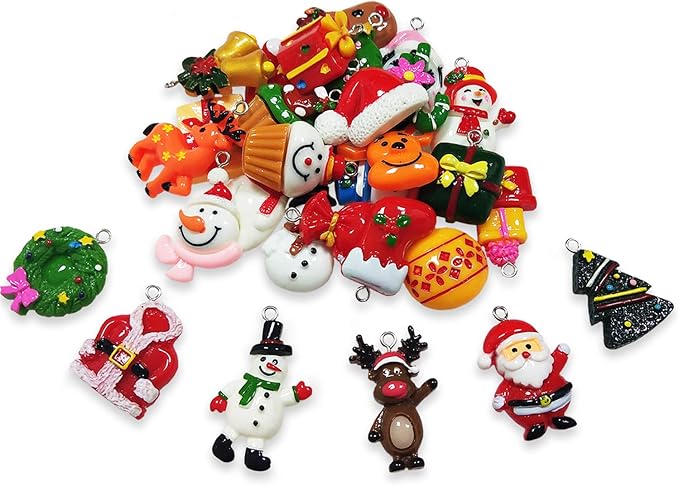 30pcs Mini Christmas Ornaments for Mini Tree Decorations Small Christmas Ornaments Resin Miniatures for Craft Christmas Decor