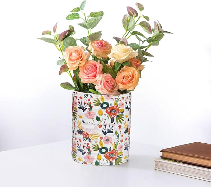 Kitchen Utensil Holder,7.2″Extra Large Stable Garden Floral Pattern Ceramic Utensil Crock,Flower Utensil Organizer for Countertop,Kitchen Decor,Utensil Holder for Housewarming,Wedding Gift