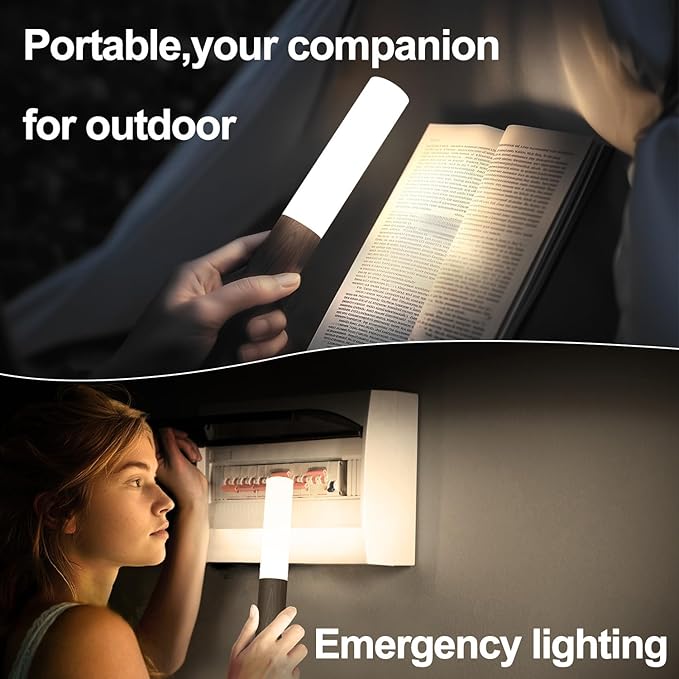 Battery-Operated Wall Sconce Wall Lights: 2200mAh Rechargeable Motion Sensor Magnetic Wireless Stairway Lights Portable Hallway Light Wooden Wall Lighting for Bedroom Stair(White Light)