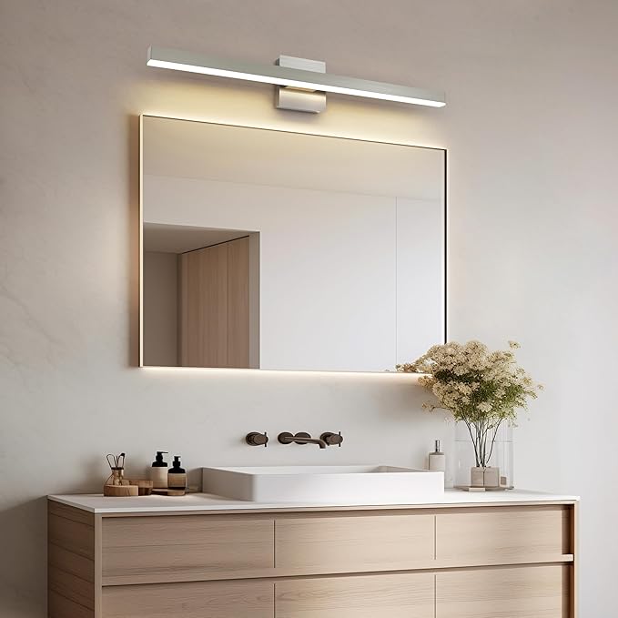 Joossnwell Brushed Nickel Vanity Light for Bathroom Lighting Fixtures Over Mirror Modern Bath Vanity Lights Bar 5CCT Diammable Bathroom Lights 31.5 inch ETL Certificated