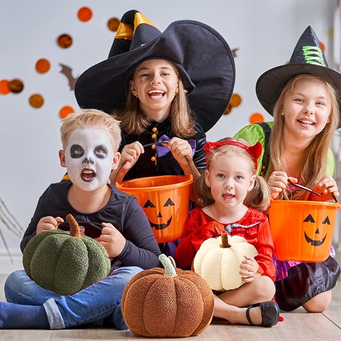 YRXRUS Halloween Pumpkin Pillows, Off White Pumpkin Shaped Throw Pillows Gifts, Fall Room Decoration, Small Cute Halloween Pillow, Teddy Fleece Small Cute 4x7 Inches Pillow for Natural Decor