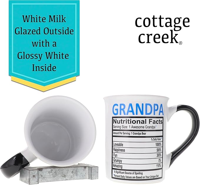Cottage Creek Mugs - Set of Two 16oz. Large Ceramic Grandma Grandpa Coffee Cups - Ideal Stoneware Mugs for Kitchen, Office & Home Decor - Gifts for Grandparents, Women and Men, Parents