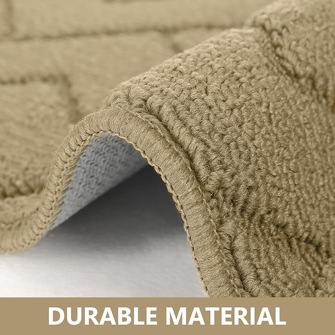 hicorfe Kitchen Rugs and Mats Sets,2 Pieces Super Absorbent Polypropylene Non-Slip Rug,Soft Comfort Floor Mat,Machine Wash for Kitchen,Hallway,Office,Sink,Laundry(20" x 31.5" Plus 20" x 48",Beige