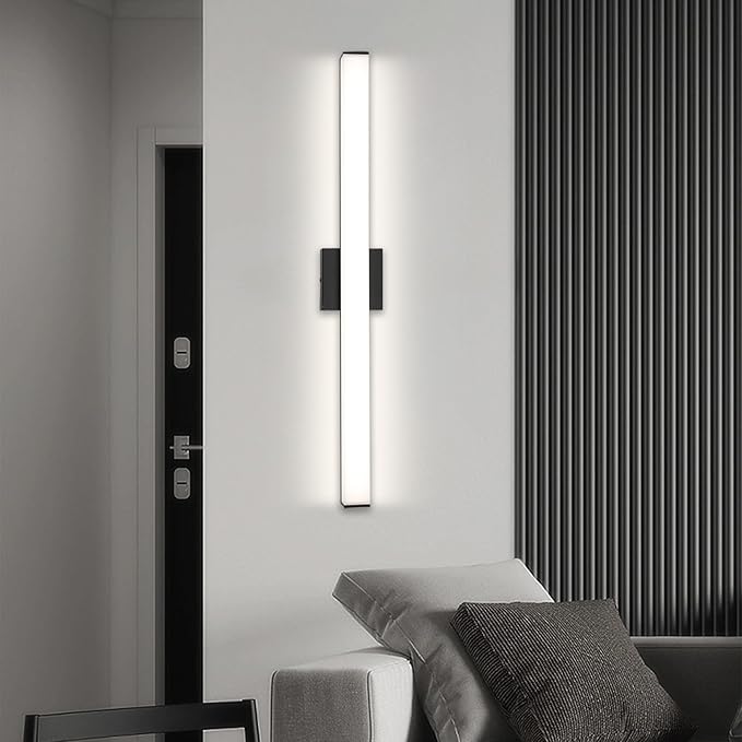 Bathroom Vanity Light Brushed Black Square LED 31.5 inch 24W 4000K Natural White Light Wall Bar Lighting Fixtures Over Mirror (Matte Black, 31.5in 4000K Dimmable)