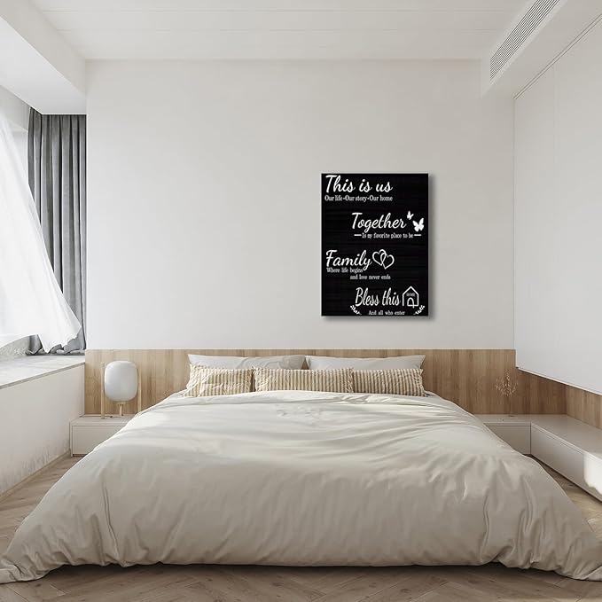 Family Quotes Canvas Wall Art 12x16 Inch - Inspirational Home Decor for Living Room, Office, Bathroom - Stretched Framed Ready to Hang Paintings