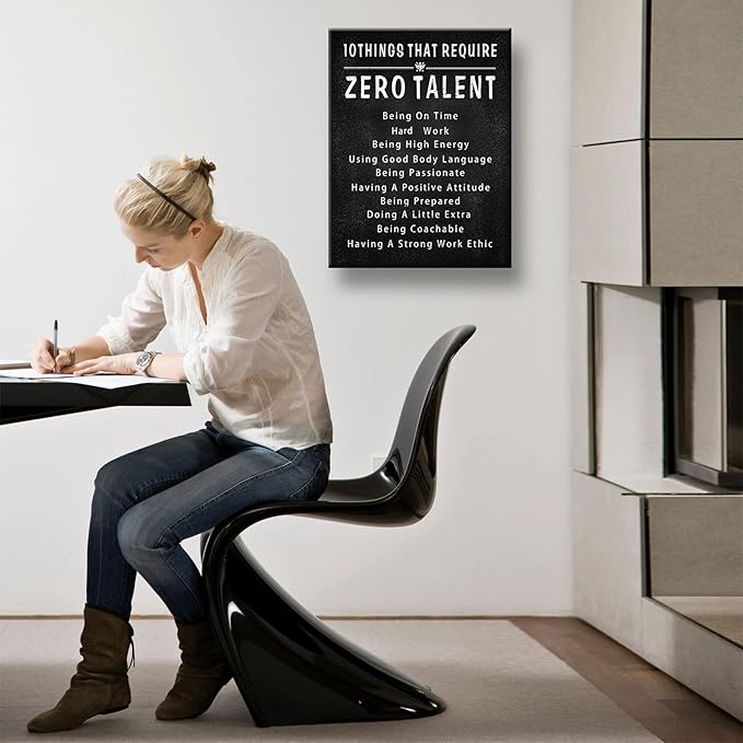 10 Things That Require Zero Talent Wall Art Motivational Poster Printed on Canvas Wall Decor for Living Room Bathroom Motivational Wall Art Size11.5 x 15 Inch - For Bedroom or Home Office Framed Art