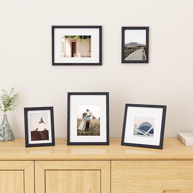 5x7 Black Picture Frame, 5 x 7 Photo Frame, Solid Oak Wood Frame 5 by 7 Frames, 5"x7" Picture Frame with Stand for Tabletop Display, 5 x 7 Frame Matted to 4x6, Black Frame 5x7, 1 Pack