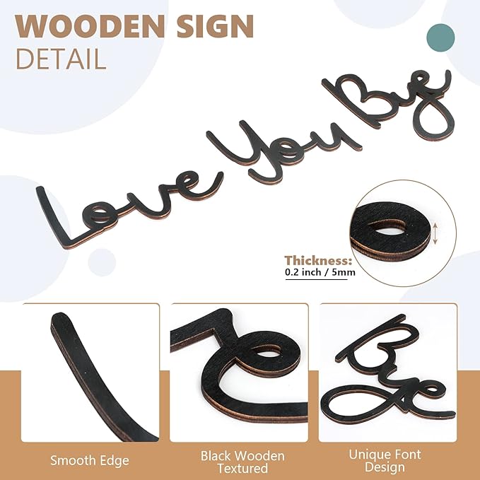 Yadiana Love You Bye Wood Sign Home Decor,21.6" Black Boho Home Wall Decor Modern Wall Art Decor Express Love and Warm for Your Family Lovers, Room Entryway Hallway House Wall Decor Aesthetic