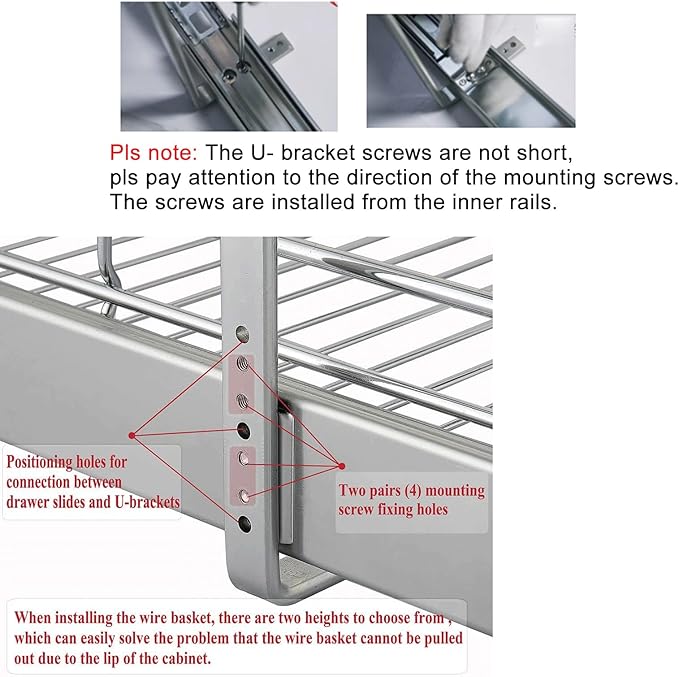 DINDON 2 Tier Pull Out Cabinet Organizer (11"W X 21"D), Double Tier Wire Basket Slide Out Shelf Storage for Kitchen Base Cabinet Organization for Kitchen, Pantry, Bathroom, Chrome