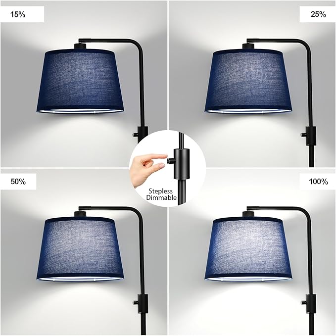 Nintiue 【Upgraded】 Dimmable Floor Lamp, 1000 Lumens LED Edison Bulb Included, Modern Arc Standing Tall Floor Lamp for Living Room Bedroom Office Dining Room - Blue