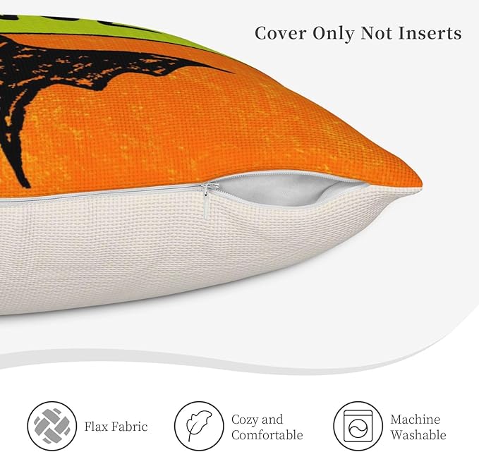 Halloween Pillow Covers 16x16 inch Set of 4, Linen Outdoor Farmhouse Cute Ghost Vintage Skull Trick or Treat Party Supplies Decorations for Sofa Couch