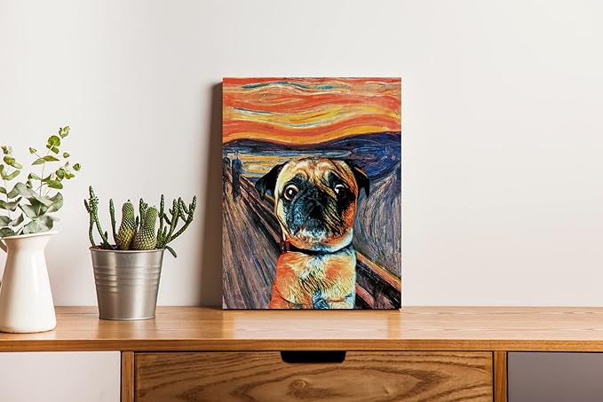 Nogrit Pug Dog Wall Art, Pug Gifts for Pug Lovers Women, Pug Decor, Pug Dog Posters, Pug Mom Gifts, Watercolor Pug Canvas Wall Art 11x14