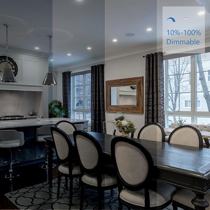 Jolux 4 Pack 5/6 Inch 5CCT LED Can Light Gimbal Retrofit Recessed Downlight, Adjustable Angle, Recessed Lighting CCTSelectable 2700K/3000K/3500K/4000K/5000K,12W=60W,800LM, Dimmable, E26 Base.