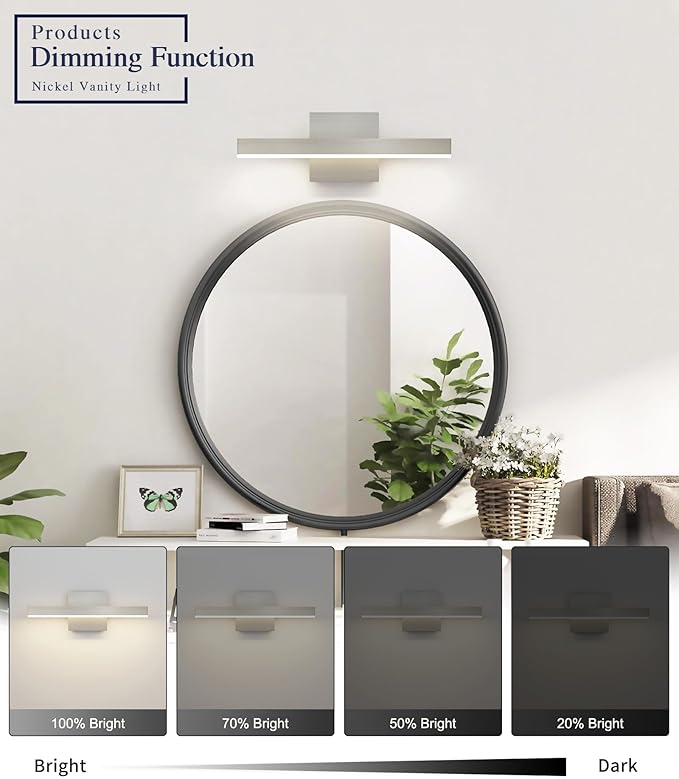 Joossnwell Bathroom Light Fixtures Brushed Nickel Vanity Lights Bar 5cct Dimmable Modern Bath Lighting Fixture Over Mirror Led Vanity Light for Bathroom 15.74 inch ETL Certificated