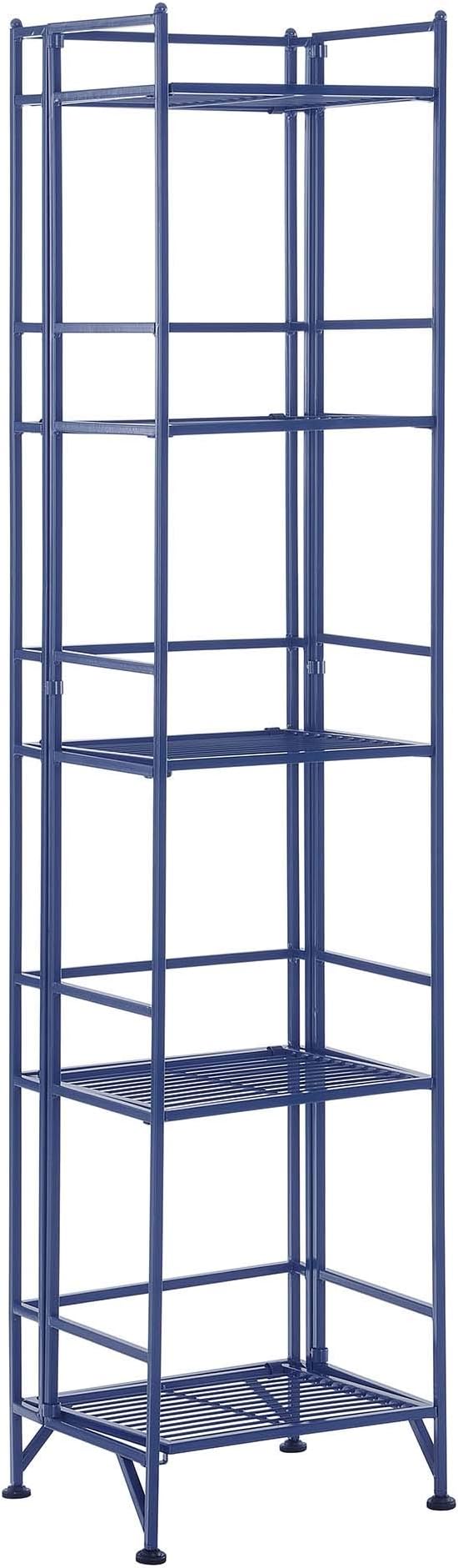 Convenience Concepts Xtra Storage Shelves - 5-Tier Folding Metal Storage Shelves, Closet Organizer for Office, Laundry Room, Bedroom, Garage, Kitchen, Bathroom, Cobalt Blue
