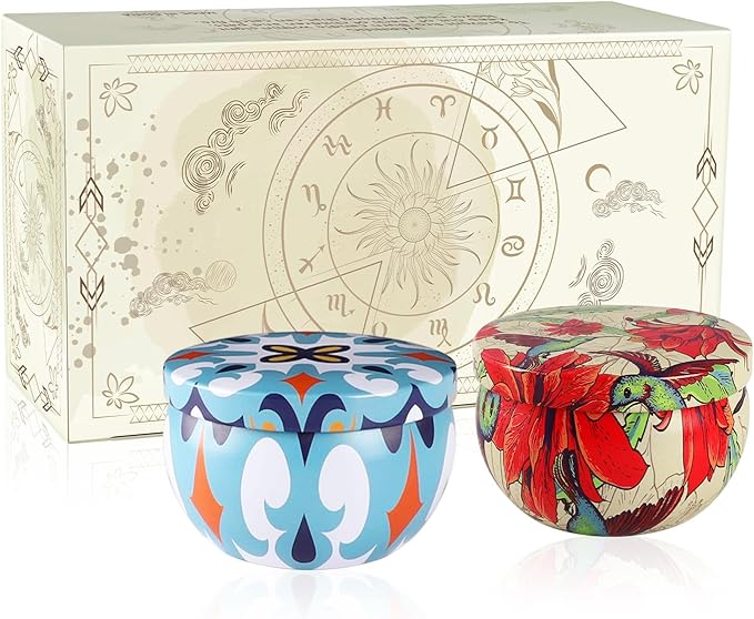 2 Pack Round Jar Scented Candles - Lavender and Jasmine Scents for Home Scented Candles, Eliminate Odors, Relieve Stress, Long Burning Soy Wax Women's Gift Set.