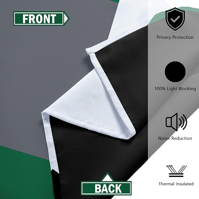 Green 100% Blackout Curtains for Bedroom 108 inch Extra Long 2 Panels Set Hunter Green Grey Modern Abstract Geometric Black Out Curtains Room Darkening Window Drapes for Living Room, 52Wx108L