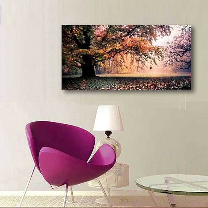 Tree of Life Wall Art Canvas Prints Natural Scenery Picture Home Decor Colorful Forest Paintings for Living Room Bathroom Bedroom Kitchen Decorations 20x40 Wooden Frames Landscape Artwork