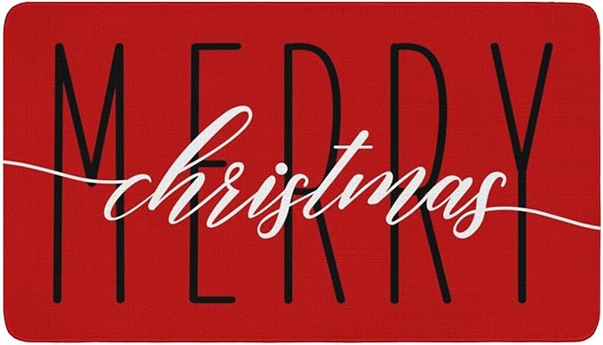 Merry Christmas Welcome Doormat 30x17 Inch Christmas Front Door Mat Indoor Outdoor Entrance Floor Mats Non-Slip Washable Winter Xmas Holiday Home Decor Rugs